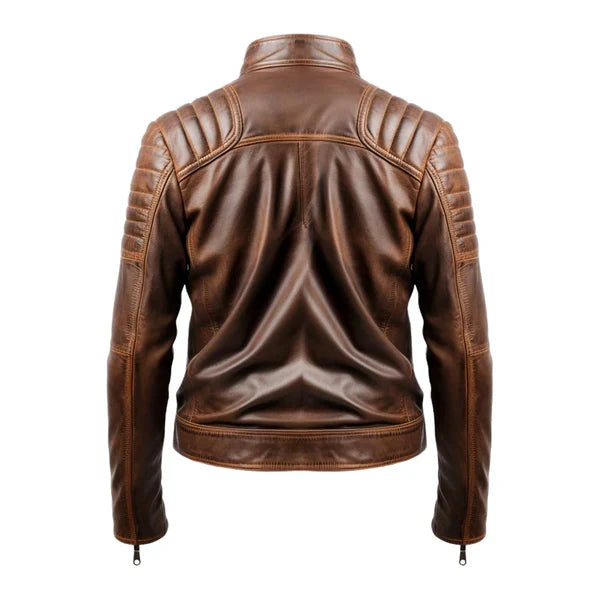Men's Brown Leo Distressed Leather Jacket image 1