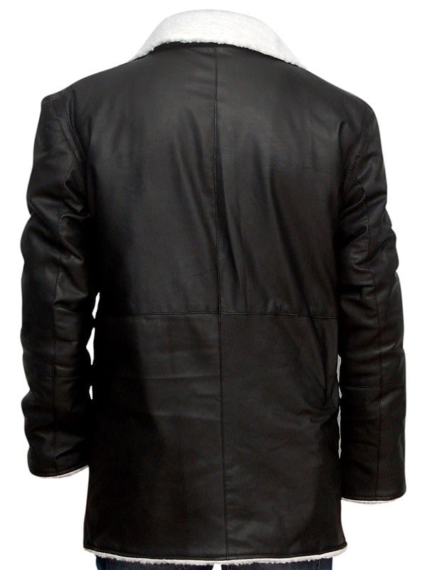 Mens Real Sheepskin Winter Shearling Fur Coat Black image 1