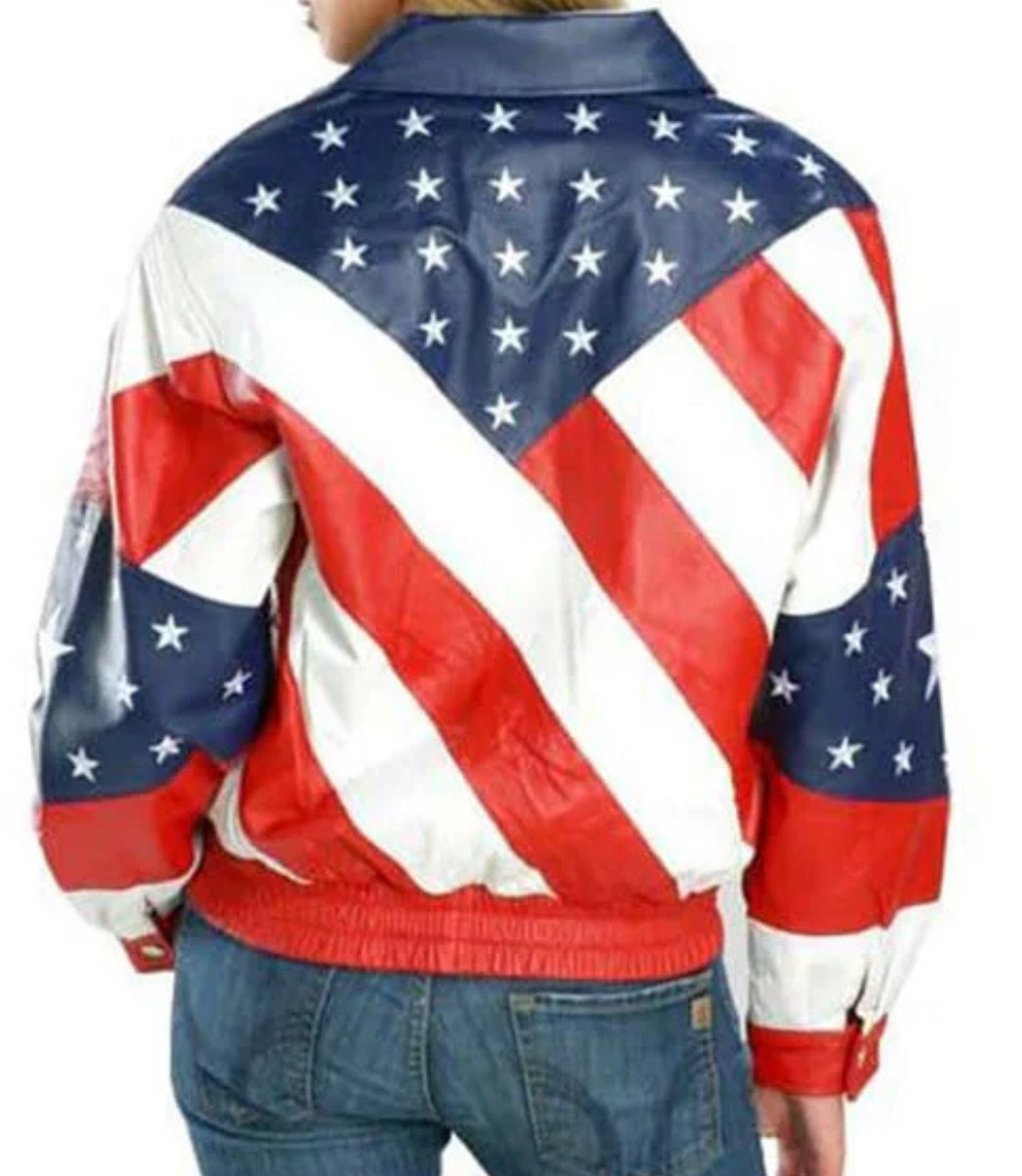 Women's American Flag Leather Jacket image 1