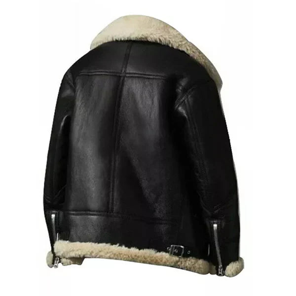 Women's Black Ivory Aviator Leather Jacket image 1
