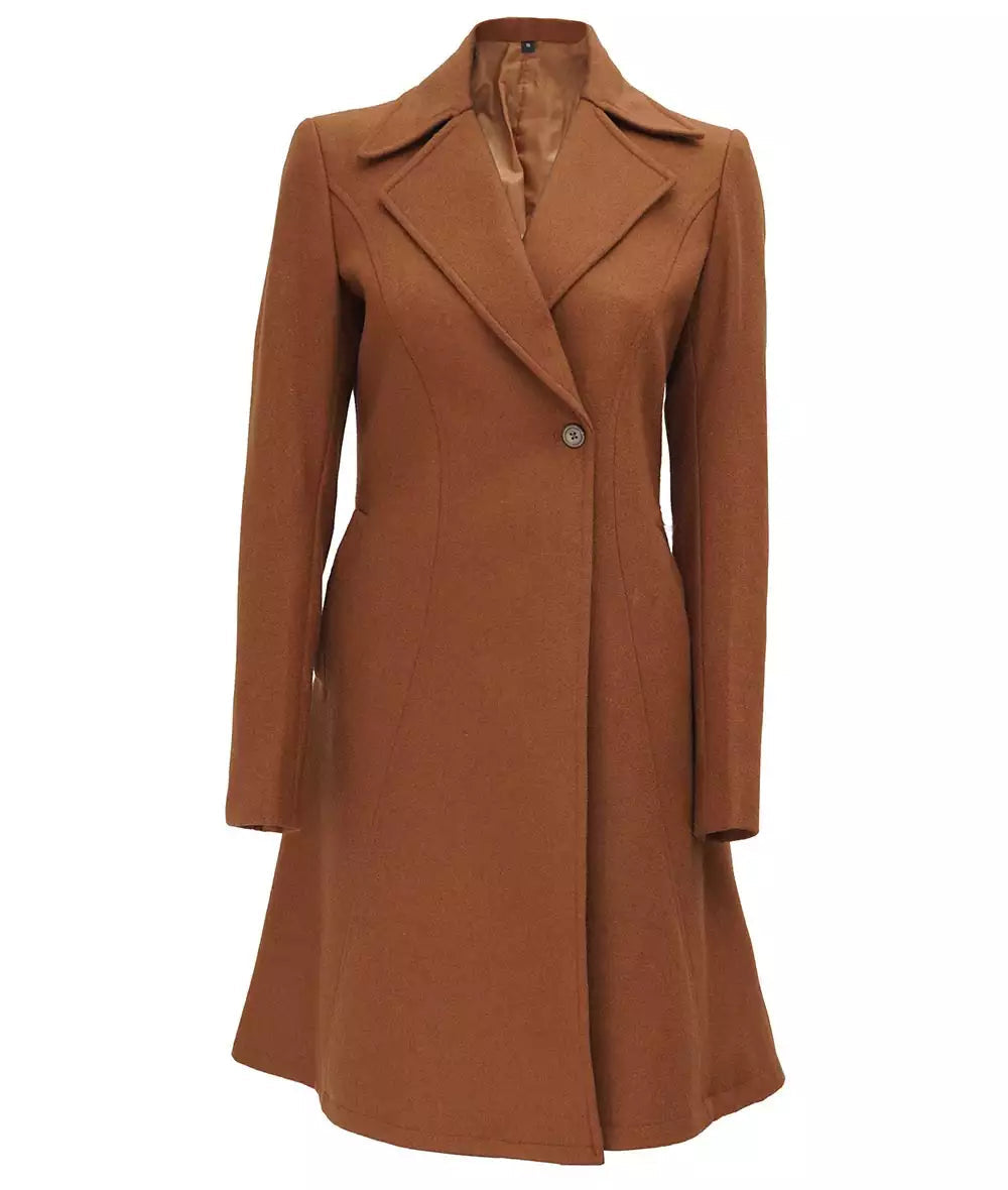 Denise Women’s Camel Double-Breasted Coat – Premium Wool image 1