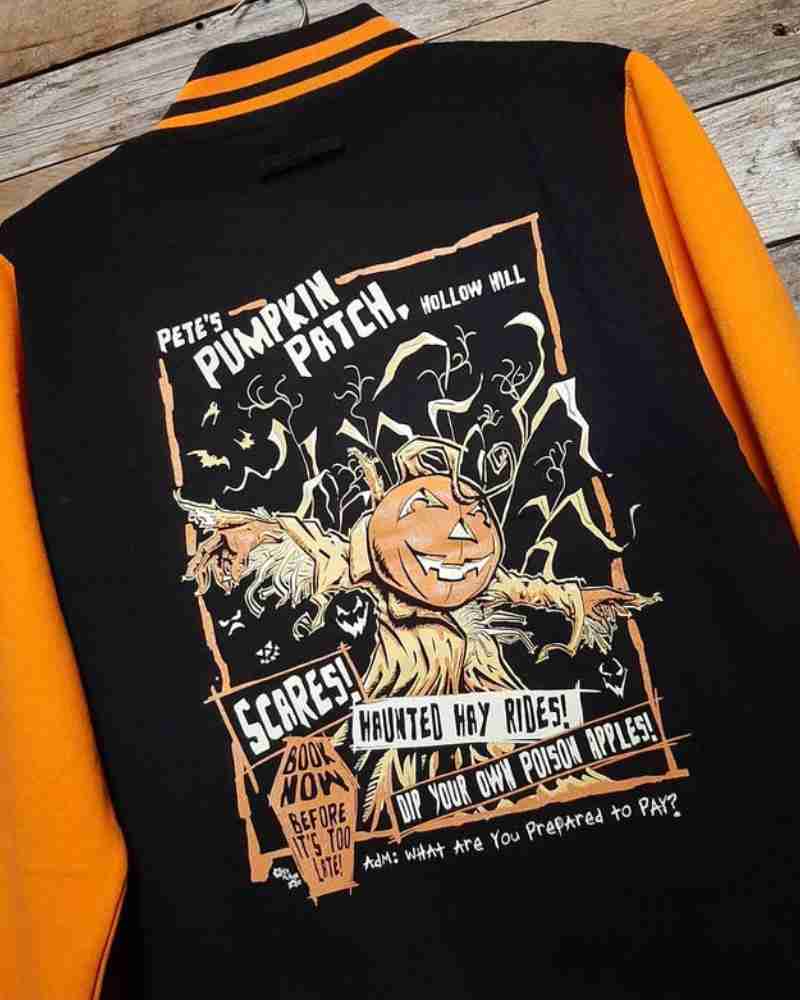 Ultimate Halloween Black and Orange Varsity Jacket image 3