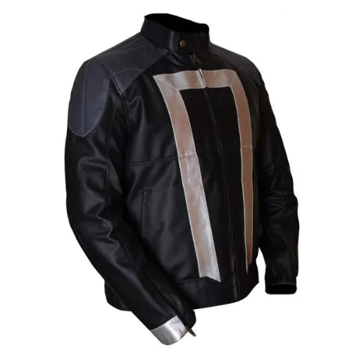 Agents Of Shield Black & Grey Faux Leather Jacket image 1