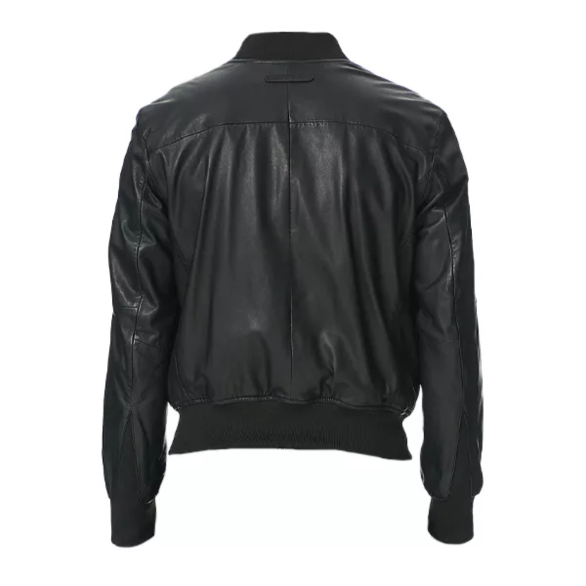 Men’s Black Leather Bomber Jacket image 1