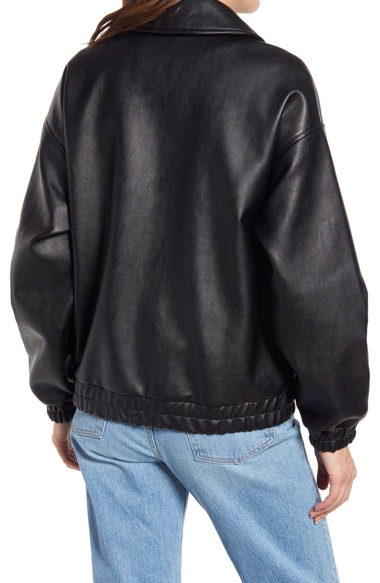 Black Bomber And Biker Leather Jacket Women image 0
