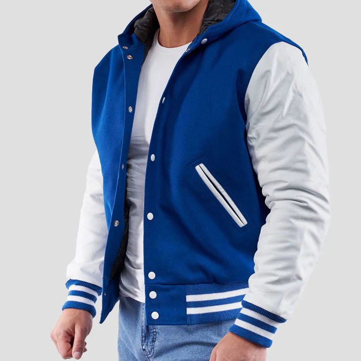 Men's Bright Royal Varsity Hoodie Jacket image 1