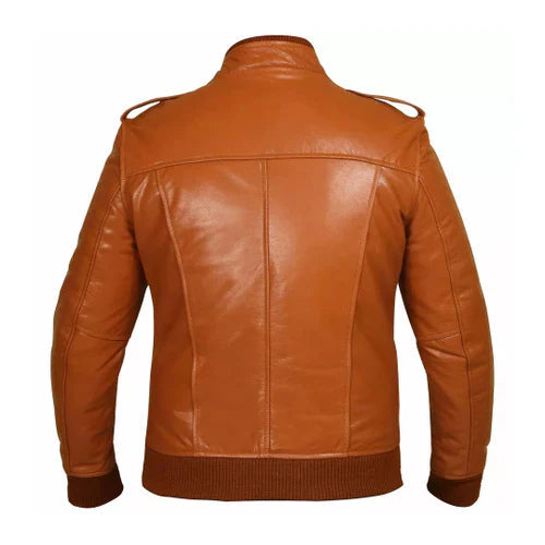 Men's Tan Touring Motorcycle Leather Jacket image 1