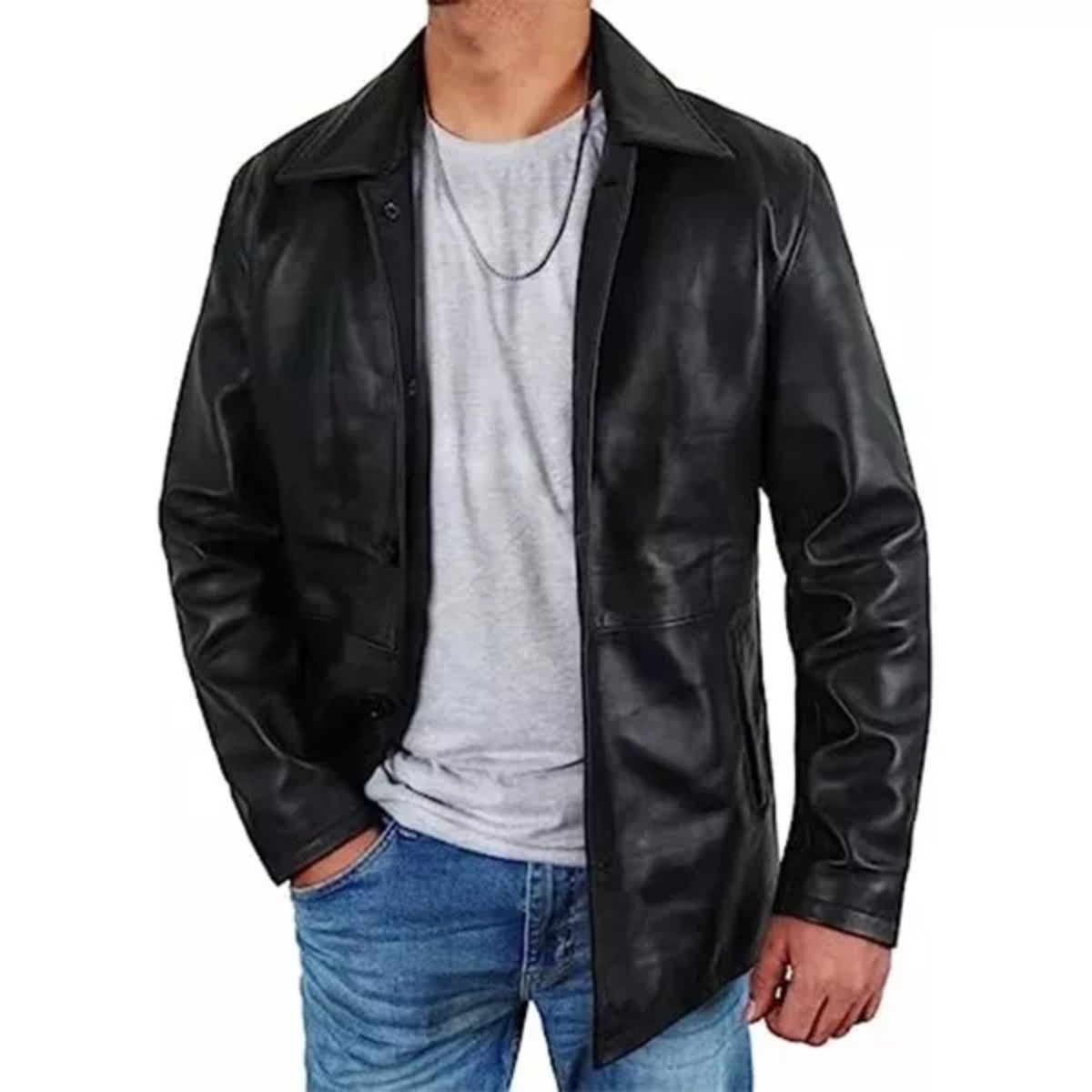 Mens Black Trucker Jacket image 1