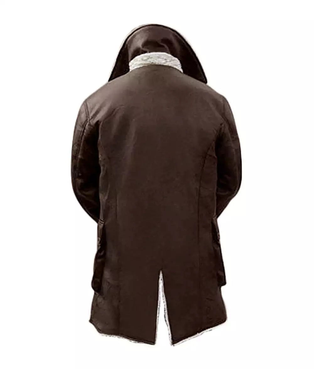 Men's Brown Bane Sherpa Coat - Genuine Leather Swedish Winter Coat image 1