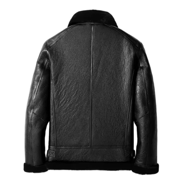 Men's B3 Faux Shearling Black Bomber Leather Jacket image 1