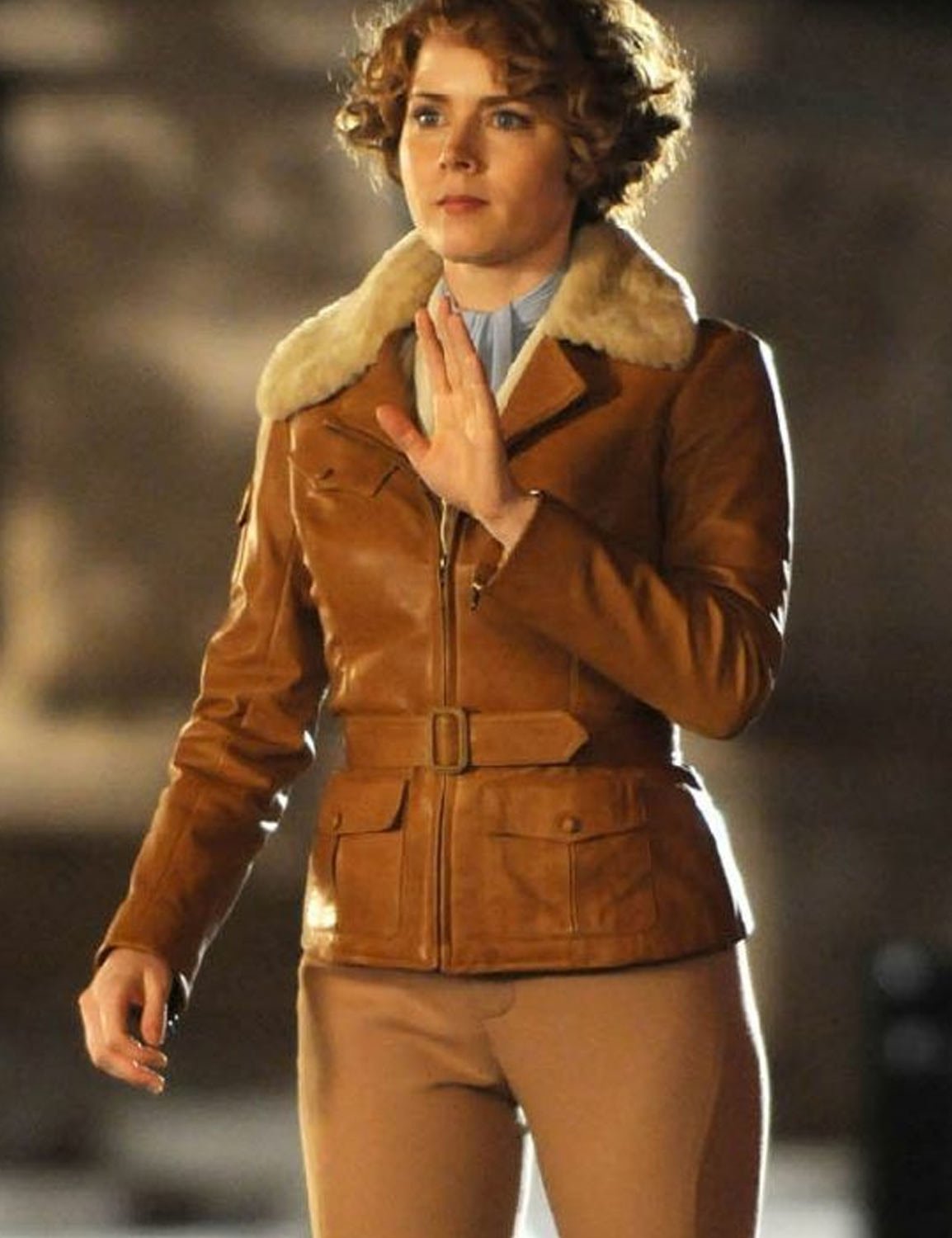 Amy Adams Aviator Leather Jacket image 1
