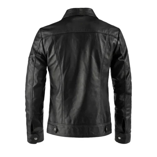 Men's Sable Genuine Black Leather Jacket image 1
