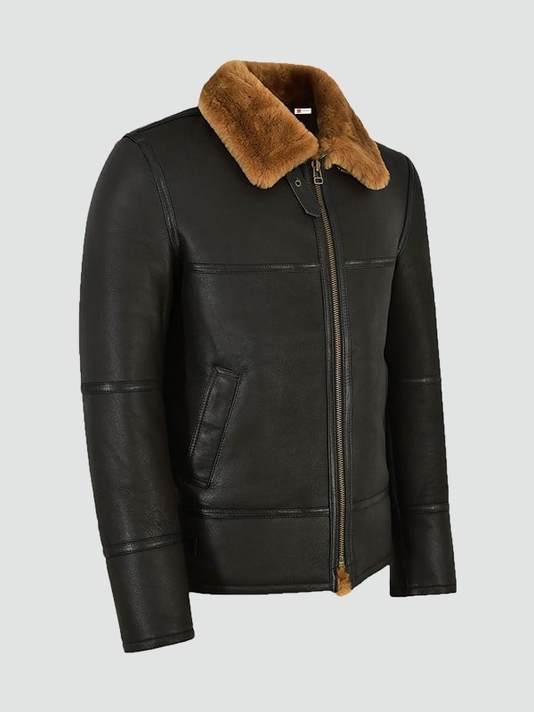 Mens Traditional Shearling Leather Jacket image 1