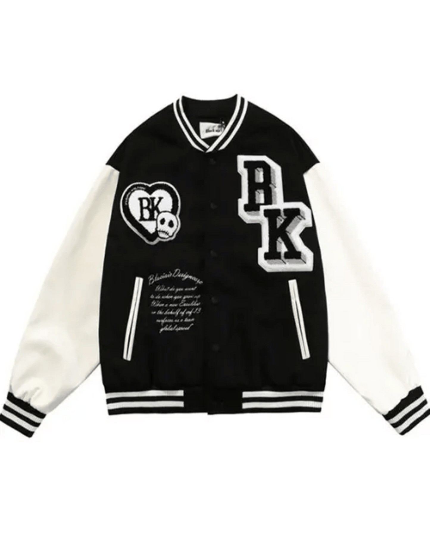 Black Cotton Bk Varsity Jacket image 0