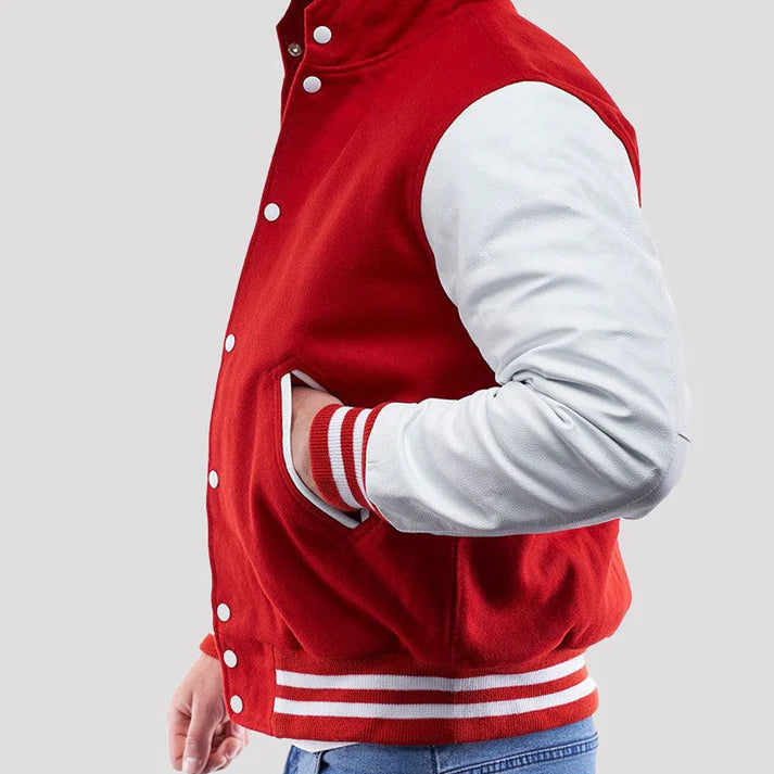 Men's Scarlet Wool Varsity Hoodie Jacket image 1