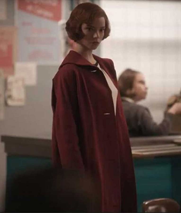 Anya Taylor-Joy The Queens Gambit Beth Harmon Red Coat image 1