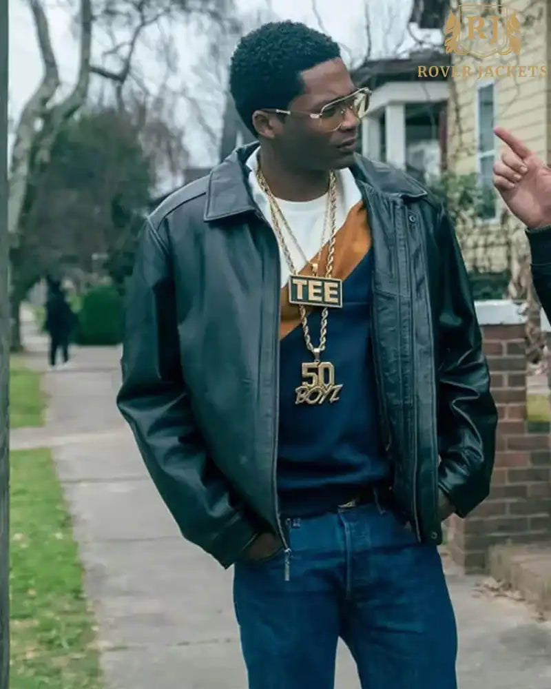 Black Mafia Family Terry Leather Jacket image 2