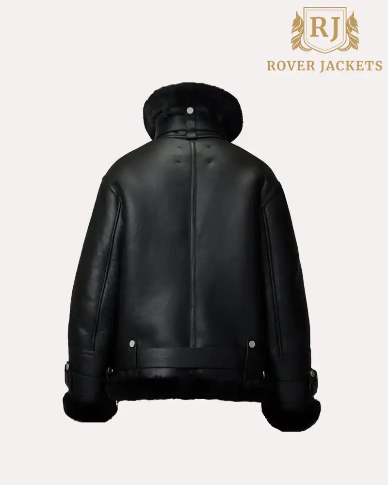Black Women's Shearling Leather Jacket - B3 RAF Aviator Style image 1