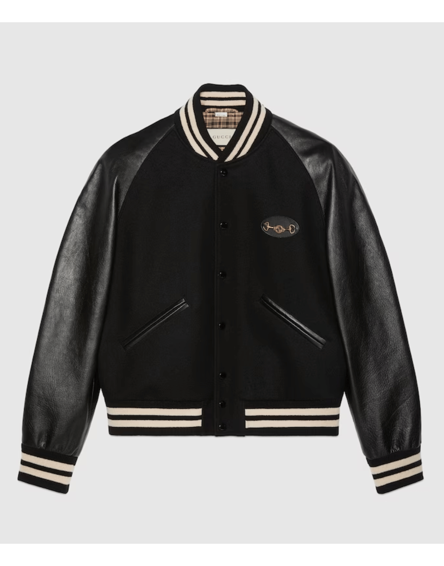 Black Felt And Leather Bomber Jacket image 0