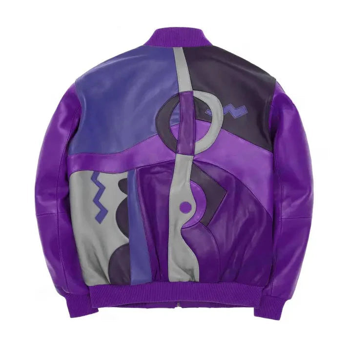 Men's Stylish Purple Pecaso With Navy Leather Jacket image 1
