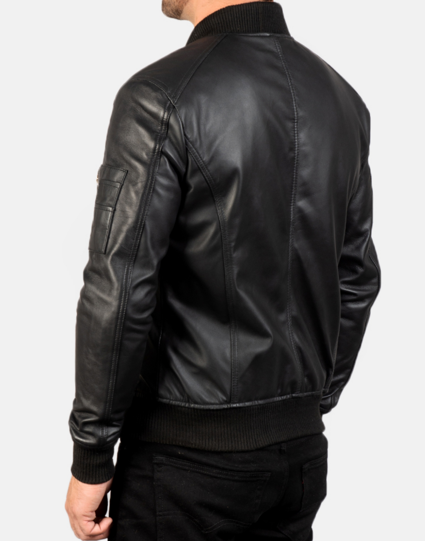 Bomia Ma-1 Black Leather Bomber Jacket image 1