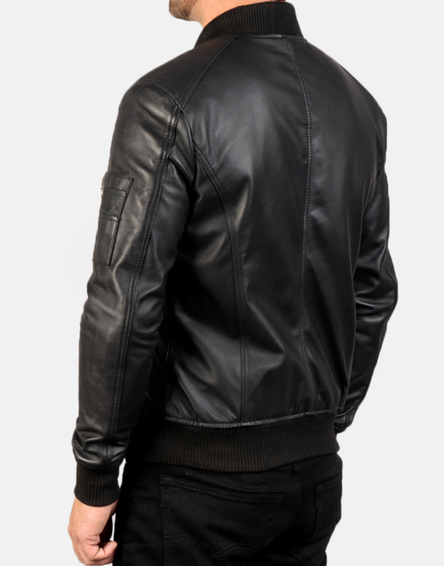 Bomia Ma-1 Black Leather Bomber Jacket image 1