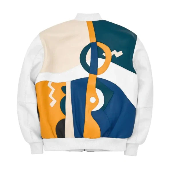 Men's Stylish White Pecaso With Beige Leather Jacket image 1