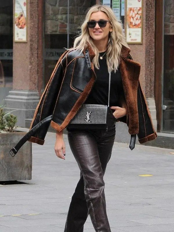 Ashley Roberts Christmas Shearling Aviator Jacket image 0