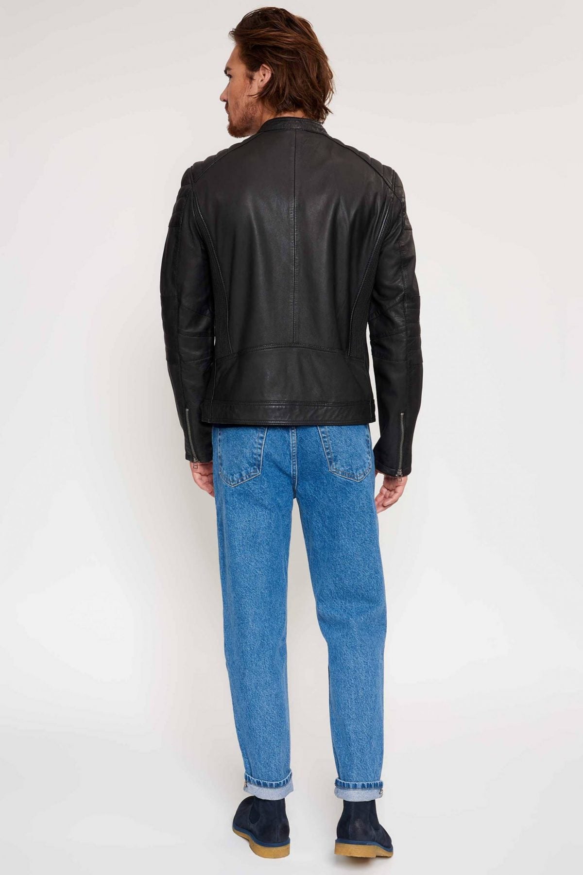 Black Genuine Leather Bomber Jacket image 0
