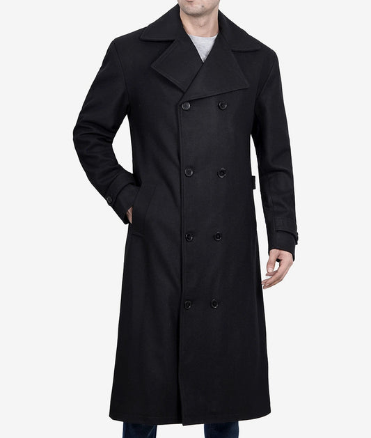 Kenney Men's Black Double Breasted Wool Coat image 0