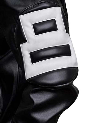 8 Ball Leather Jacket Bomber Style Black Leather Jacket image 2