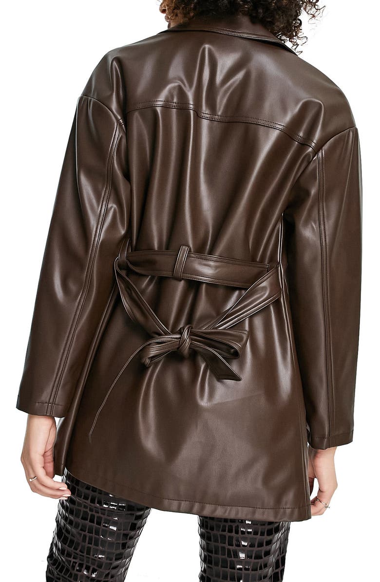 Belted Faux Leather Shirt Jacket image 2