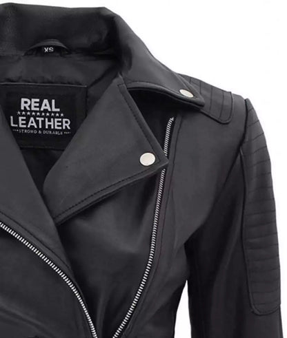 Women's Black Finest Moto Leather Jacket image 1