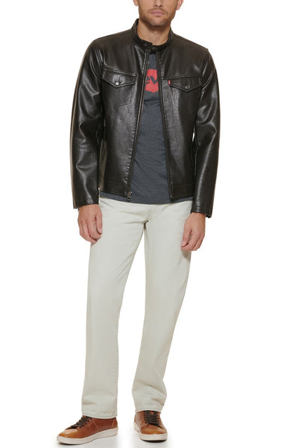 Water Resistant Faux Leather Racer Jacket image 2