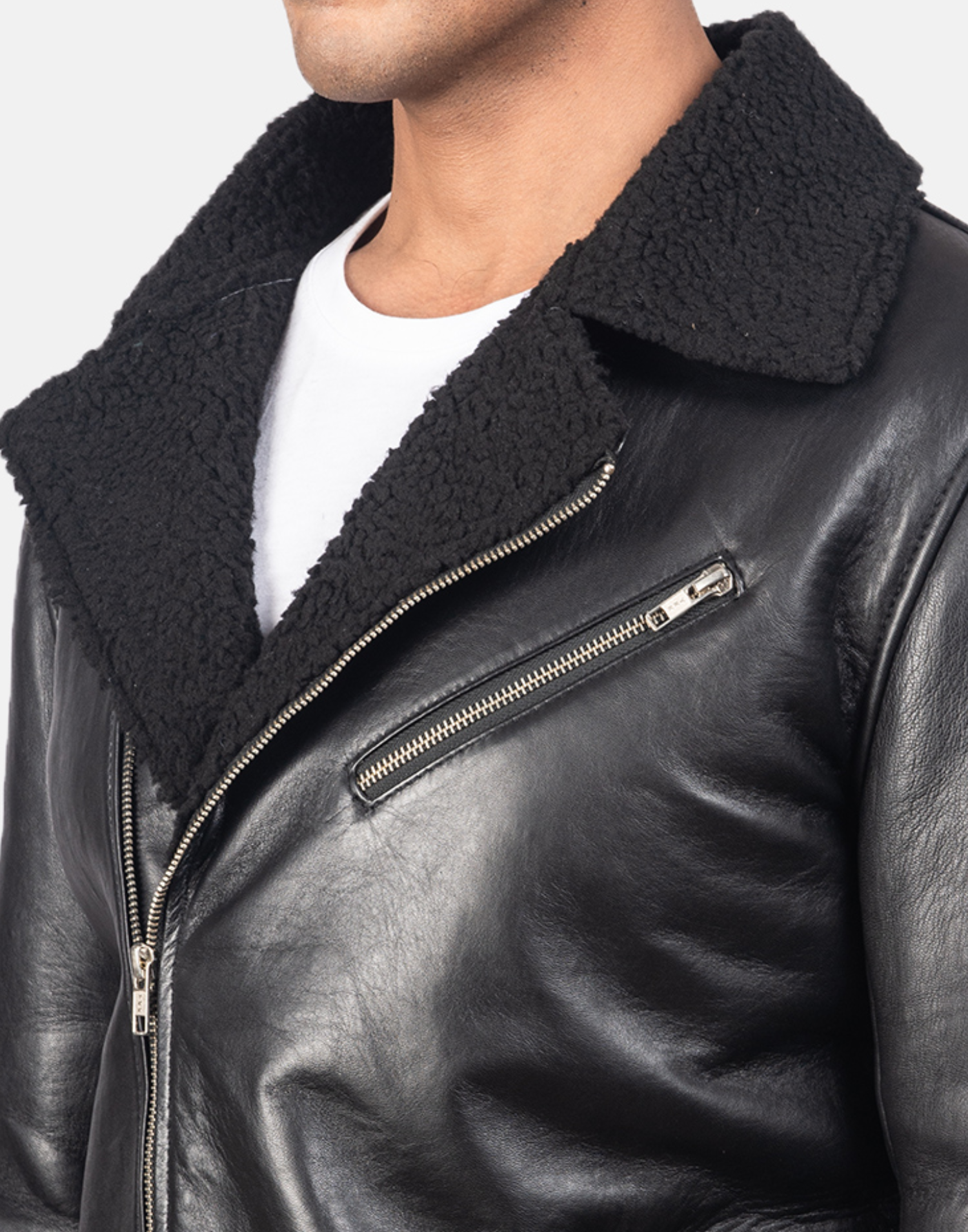 Black Alberto Shearling Leather Jacket image 3