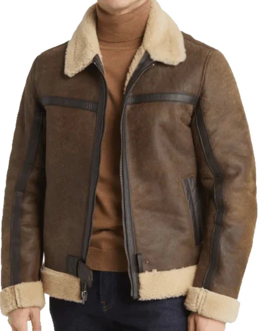 Brown Sheepskin Leather Jacket image 0
