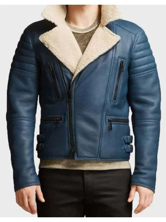 Men’s Asymmetrical Shearling Leather Jacket image 0