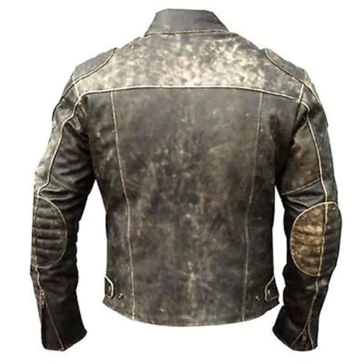 Vintage Distressed Black Biker Motorcycle Genuine Real Leather Jacket image 1