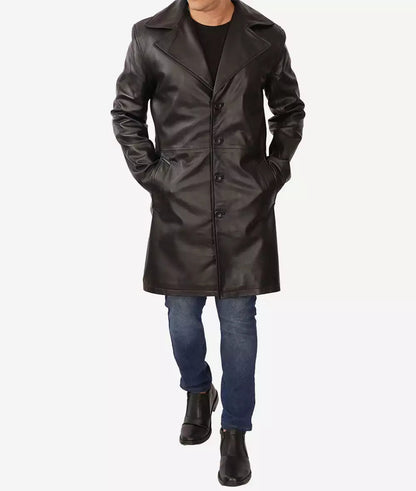 Men's Premium Lambskin Real Leather Black Coat image 1