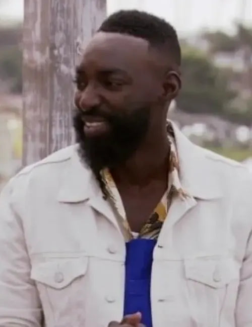 Beachside Brawl Eric’s White Season 2 Denim Jacket image 0