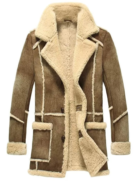 Mens Reacher Style Brown Sheepskin Leather Coat image 0