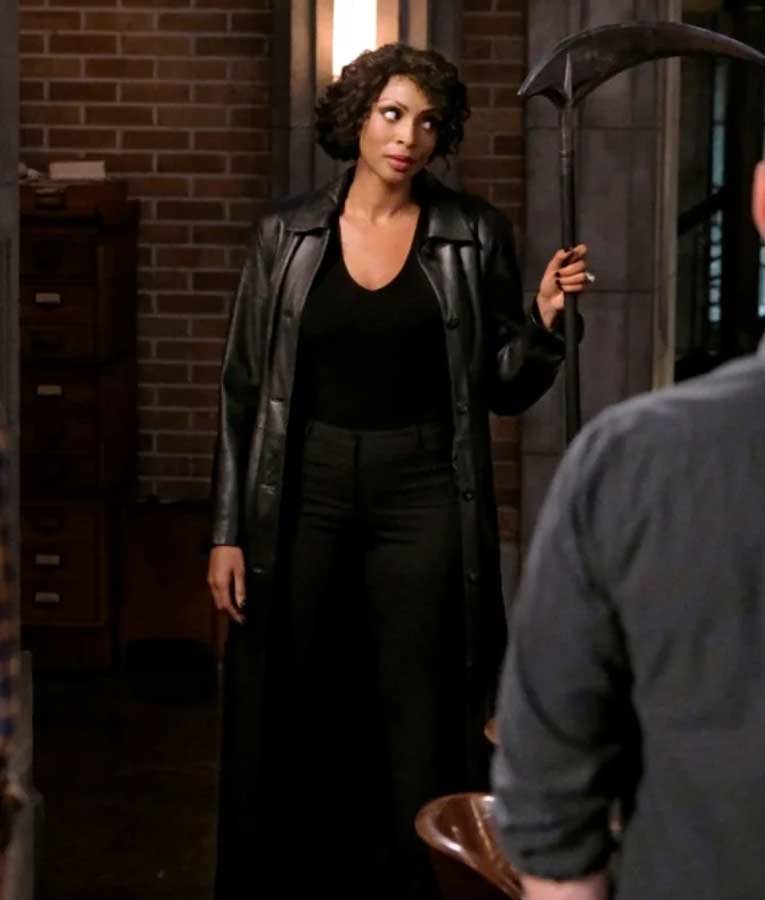 Billie Supernatural S15 Lisa Berry Black Leather Coat image 1