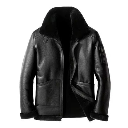 Men's B3 Faux Shearling Black Bomber Leather Jacket image 0