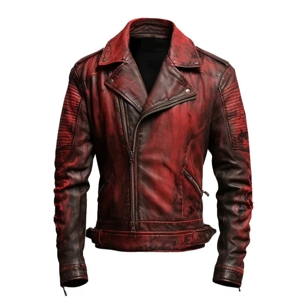 Men's Halloween Bloody Red Leather Jacket image 0