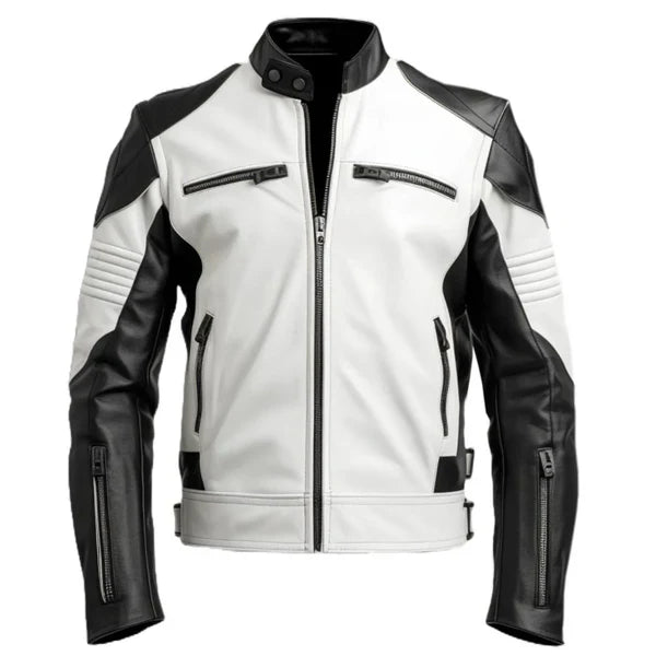 Men's White Faux Leather Jacket image 0