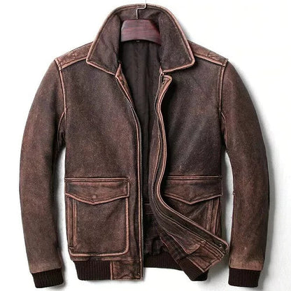 A2 Bomber Flight Distressed Brown Genuine Leather Jacket image 0