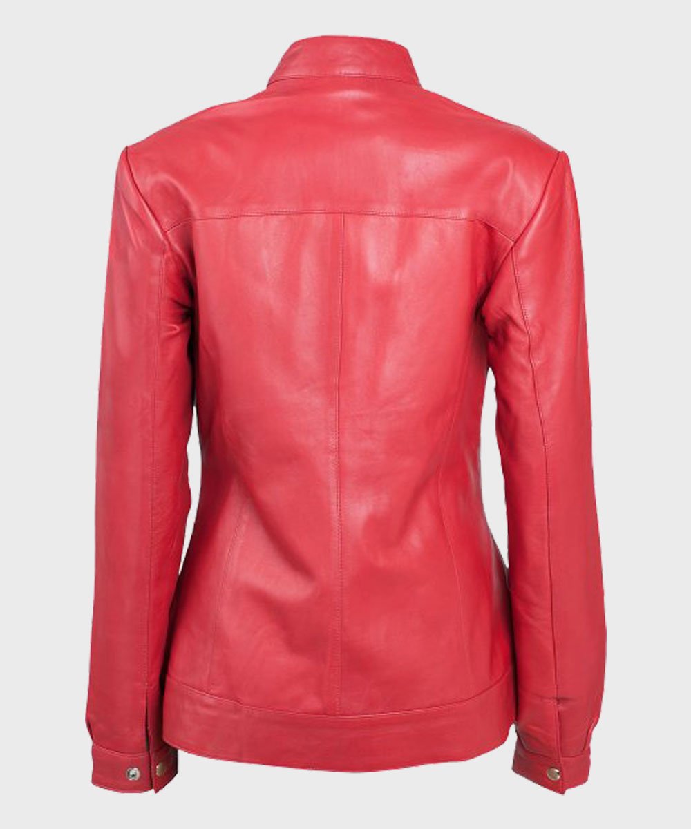Womens Red Leather Jacket image 2