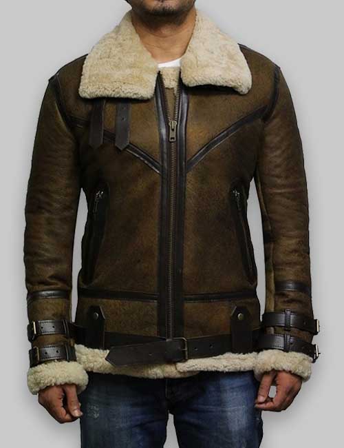 B3 Flight Aviator Bomber Winter Shearling Jacket image 1