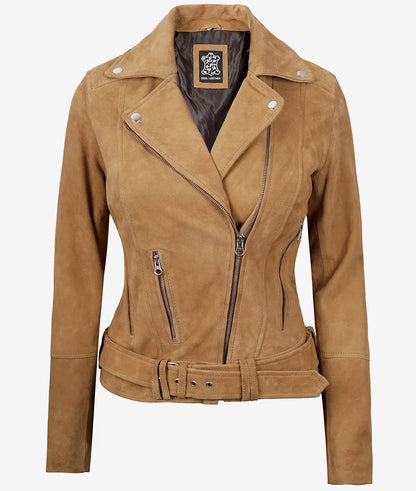 Women's Brown Premium Suede Moto Jacket image 0