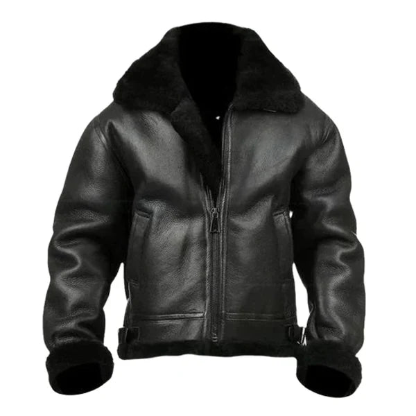 Men's Airforce Flight Faux Shearling Leather Jacket image 0